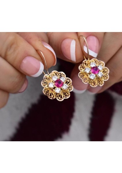 14 Ayar Altın Gül Küpe 4,84 gr