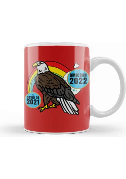 Sarcasm Funny Vintage Bald Eagle Saying Hi Omicron 2022 Kupa Bardak Porselen