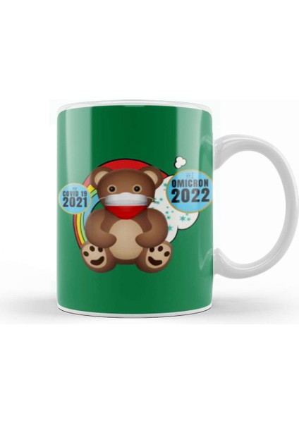 Sarcasm Funny Vintage Bear Saying Hi Omicron 2022 Kupa Bardak Porselen