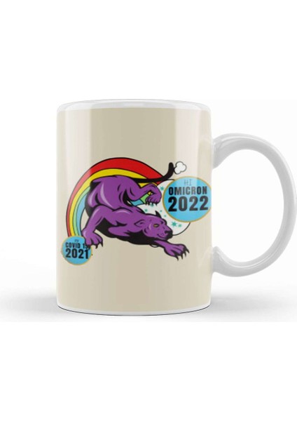 Sarcasm Funny Vintage Cougar Saying Hi Omicron 2022 Kupa Bardak Porselen