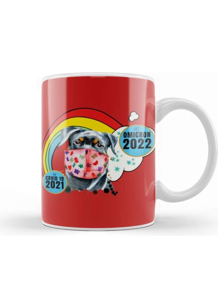 Sarcasm Funny Vintage Dog Saying Hi Omicron 2022 Kupa Bardak Porselen
