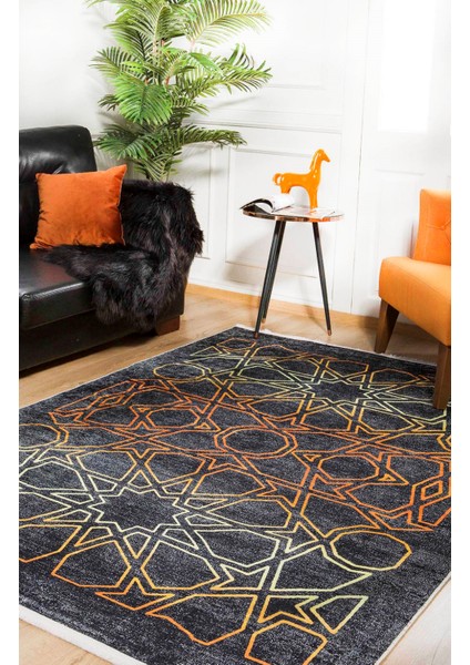 Asbest Gri Modern Dijital Baskı Halı
