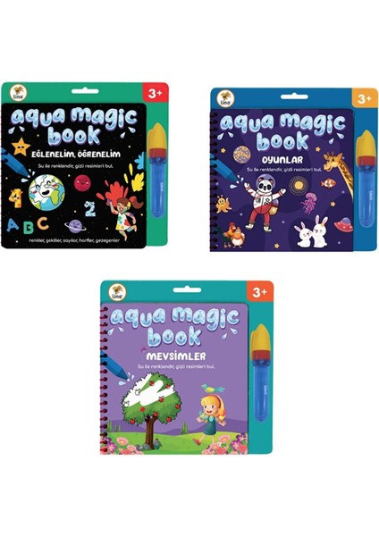 Aqua Magic Book (Su ile Boyama Kitabı) Eğlenelim Öğrenelim - Oyunlar - Mevsimler 3'lü Set