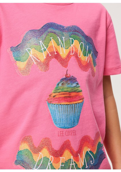 Baskılı Koyu Pembe Kız Çocuk T-Shirt 232 Lcg 242003 Raınbow K.pembe