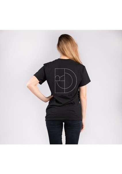 Özel Tasarım Sırt Baskılı %100 Pamuk Kaliteli Siyah Kadın T-Shirt