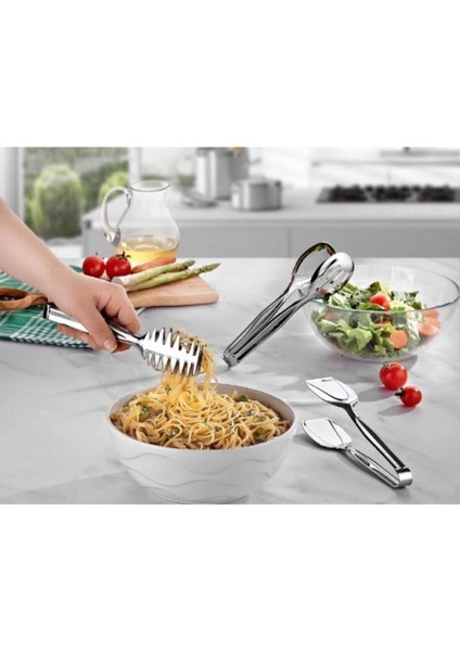 3'lü Servis Maşa Seti Salata Makarna Pasta Börek Maşası 304 Paslanmaz Çelik