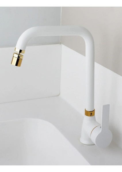 Beyaz Gold Lüx Mutfak Eviye Prime Kalite Musluk Batarya Çeşme Oynar Başlıklı fiyatları
