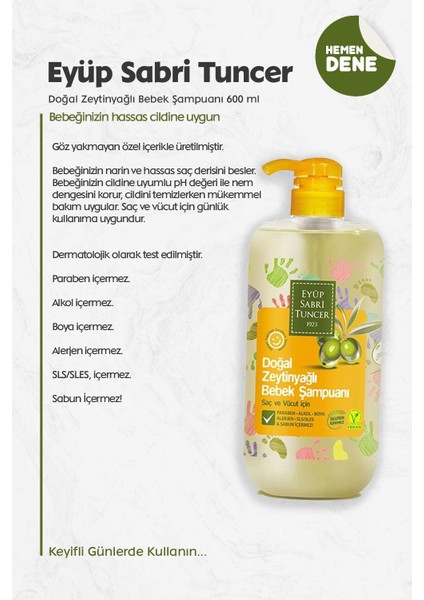 Doğal Zeytinyağlı Bebek Şampuanı 600 ml