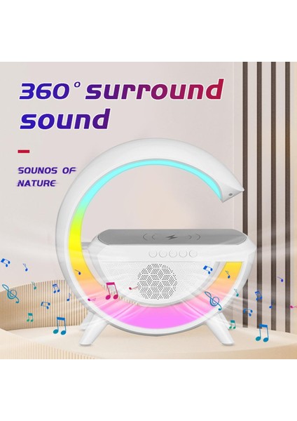 Bluetooth Hoparlör Çok Fonksiyonlu Kablosuz Şarj Başucu Gece Lambası