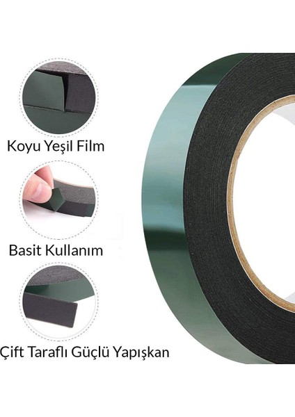 Çift Taraflı Köpük Bant Eva Montaj Bandı Siyah 25 mm x 10 Metre