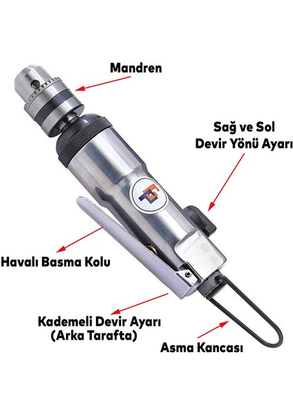 Gison GP350 Havalı Kalem Matkap 3/8" Sağ Sol Devir Yönü