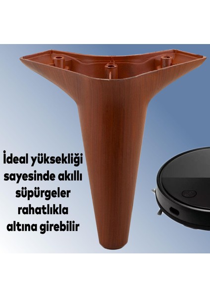 Aspen 12'li Set Lüks Mobilya Kanepe Koltuk Baza Ayağı Ayakları 15 Cm Ahşap Desenli Kahverengi Ayak