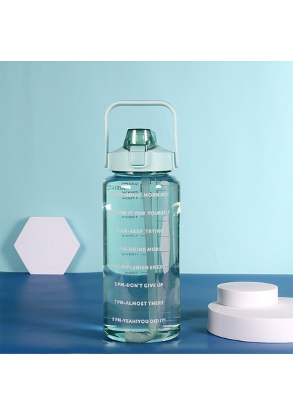 Yaz 2000ML Büyük Kapasiteli Taşınabilir Açık Spor Fitness Pipet Plastik Su Isıtıcısı, Öğrenci Su Bardağı (Yurt Dışından)
