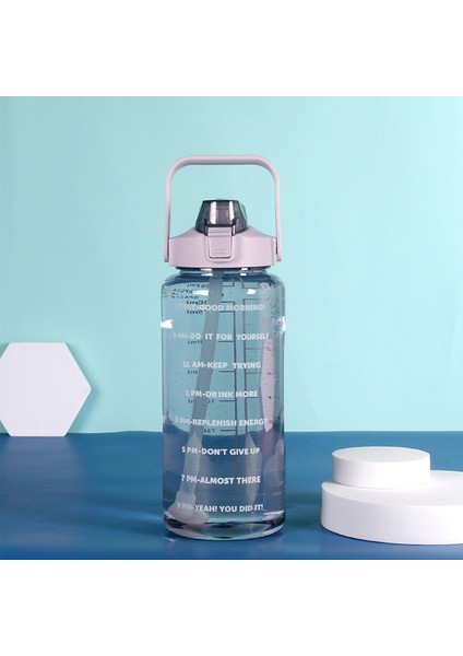 Yaz 2000ML Büyük Kapasiteli Taşınabilir Açık Spor Fitness Pipet Plastik Su Isıtıcısı, Öğrenci Su Bardağı (Yurt Dışından)