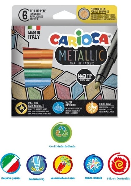 - Metalik Keçeli Kalem Maxi Uç - 6 Parça