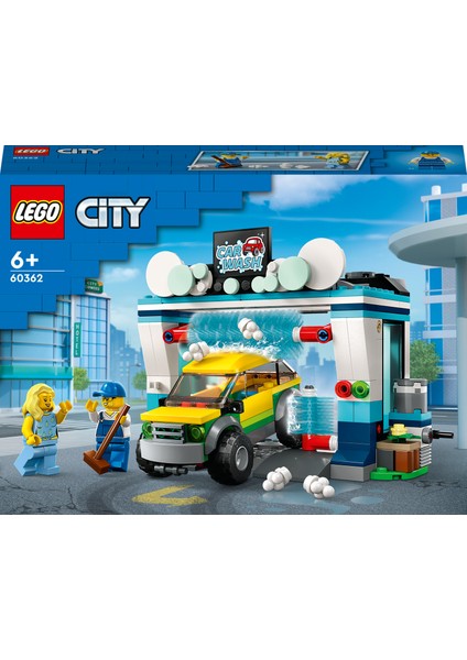 City Oto Yıkama 60362 - 6 Yaş ve Üzeri Çocuklar İçin Bir Araba ve 2 Minifigür İçeren Yaratıcı Oyuncak Yapım Seti (243 Parça)