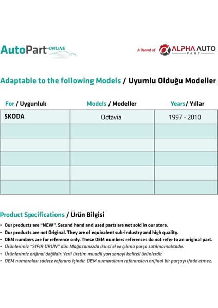 Skoda Octavia Için Arka Cam Kriko Plastiği -Set