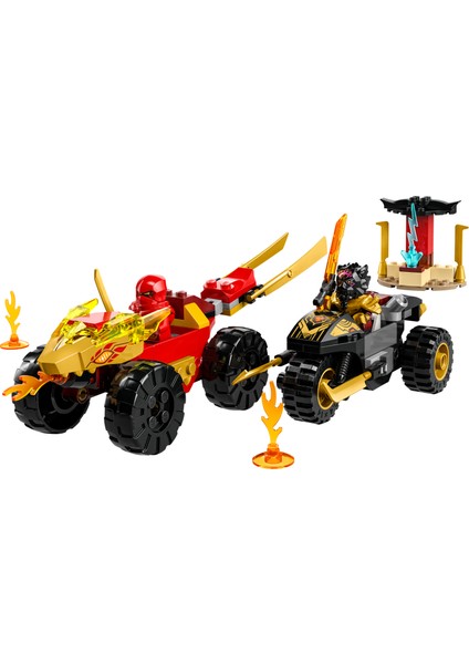 Ninjago Kai ve Ras'ın Araba ve Motosiklet Savaşı 71789 - 4 Yaş ve Üzeri Çocuklar İçin 2 Minifigür İçeren Yaratıcı Oyuncak Yapım Seti (103 Parça)