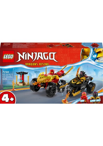 Ninjago Kai ve Ras'ın Araba ve Motosiklet Savaşı 71789 - 4 Yaş ve Üzeri Çocuklar İçin 2 Minifigür İçeren Yaratıcı Oyuncak Yapım Seti (103 Parça)