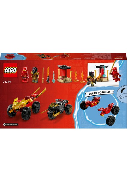 Ninjago Kai ve Ras'ın Araba ve Motosiklet Savaşı 71789 - 4 Yaş ve Üzeri Çocuklar İçin 2 Minifigür İçeren Yaratıcı Oyuncak Yapım Seti (103 Parça)