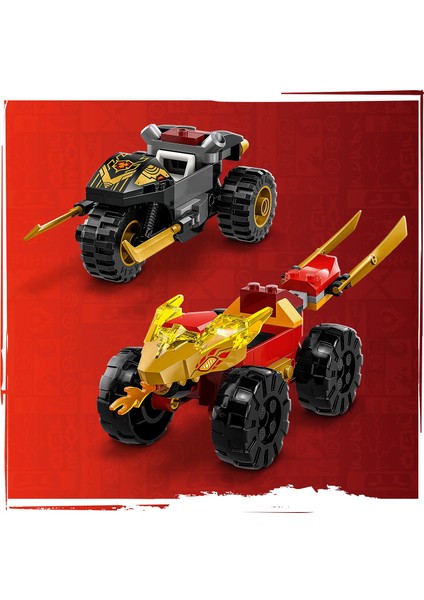 Ninjago Kai ve Ras'ın Araba ve Motosiklet Savaşı 71789 - 4 Yaş ve Üzeri Çocuklar İçin 2 Minifigür İçeren Yaratıcı Oyuncak Yapım Seti (103 Parça)