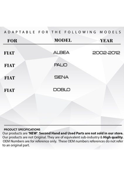 Fiat Doblo, Albea, Palio, Siena Için Cam Kapı Fitil Klipsi- 50'li