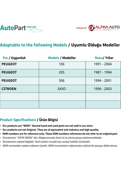 Peugeot 106, 205, 306, Citroen Saxo Için Ön Cam Silecek Suyu Fıskiye Memesi fiyatları