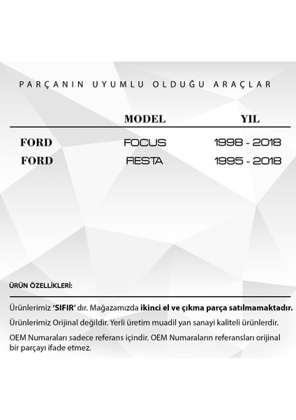 Ford Focus, Fiesta Için Karter Tapası