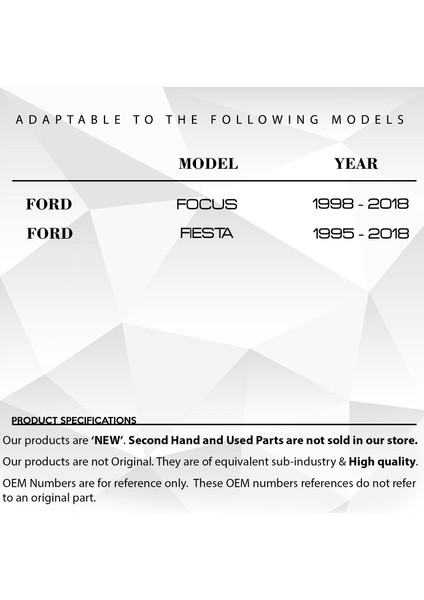 Ford Focus, Fiesta Için Karter Tapası