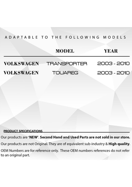 Volkswagen Transporter, Touareg Için Yağ Çubuk Bakaliti