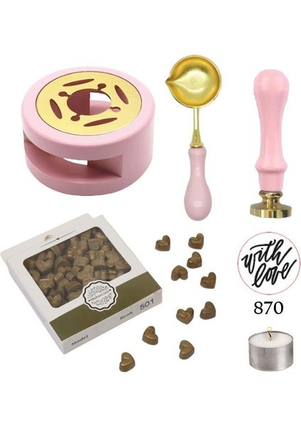 Davetiye Mum Mühürü Uygulama Seti Pembe Renk 870 With Love