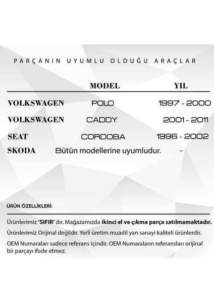 Volkswagen Polo, Caddy, Seat Cordoba, Skoda Için Arka Silecek Kapağı fiyatları