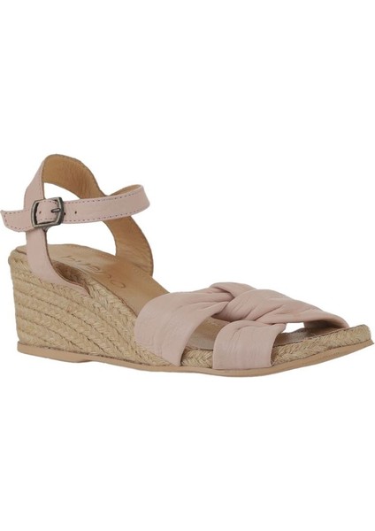 Bueno Shoes Pudra Deri Kadın Dolgu Topuklu Espadril Sandalet 01WS10307