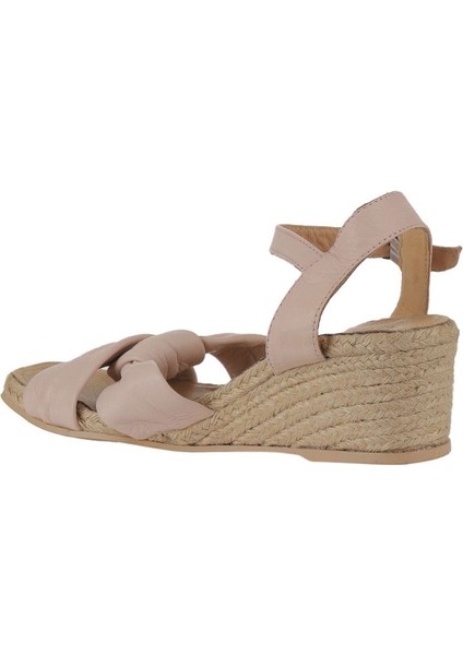 Bueno Shoes Pudra Deri Kadın Dolgu Topuklu Espadril Sandalet 01WS10307