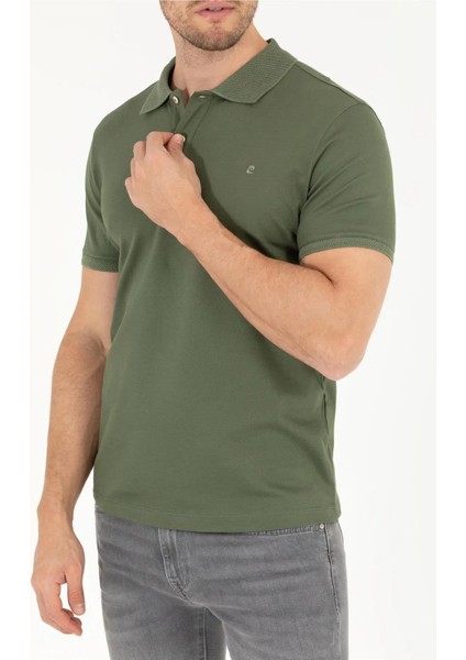 Pierre Cardin Dokuma Mercerized Slim Fit Yeşil Polo Yaka T-Shirt