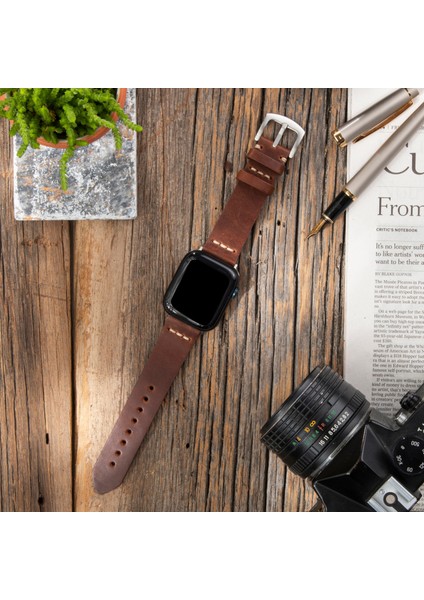 Apple Watch Uyumlu 42MM 44MM 45MM 49MM 1 / 2 / 3 / 4 / 5 / 6 / Se / 7 / 8 / 9 Ultra Ultra2 Deri Kordon Deri Kayış Kahverengi modelleri