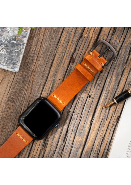 Apple Watch Uyumlu 42MM 44MM 45MM 49MM 1 / 2 / 3 / 4 / 5 / 6 / Se / 7 / 8 / 9 Ultra Ultra 2 Deri Kordon Deri Kayış Taba modelleri