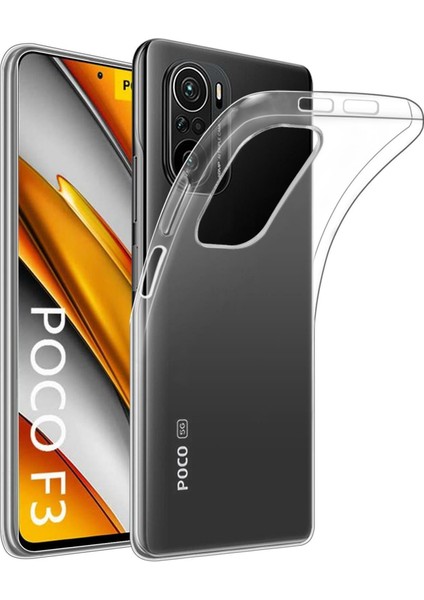 Caseworld Xiaomi Poco F3 ile Uyumlu Kapak 1mm Süper Silikon Şeffaf Kılıf