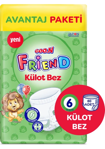 Friend 6 Numara Külot Bebek Bezi Fırsat Paketi - Cilt Dostu - 80 Adet