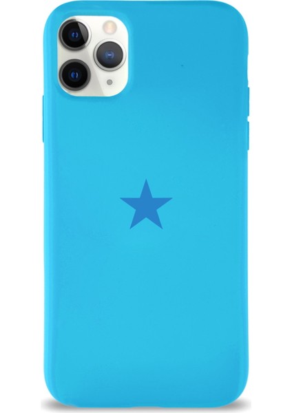 Apple iPhone 11 Pro ile Uyumlu Kapak Yıldız Logolu Içi Kadife Lansman Silikon Kılıf - Açık Mavi