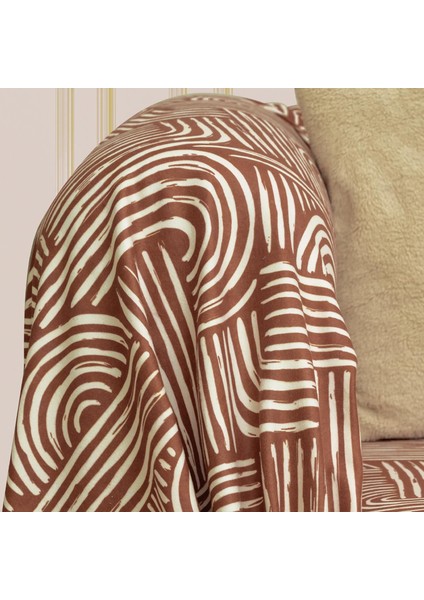 Softmicro Gökkuşağı Desenli Boho 180 x 300 cm Koltuk, Kanepe Örtüsü Şalı Kiremit Rengi