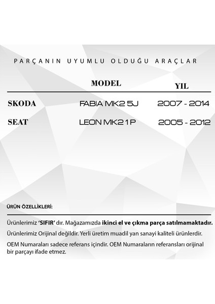 Skoda Fabia Için Bagaj Kilit Dişlisi fiyatları