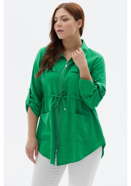 Büyük Beden Beli Büzgülü Çift Cepli Ceket fiyatları