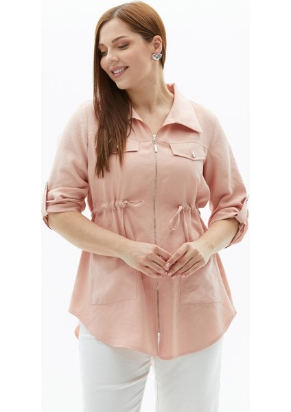 Büyük Beden Beli Büzgülü Çift Cepli Ceket fiyatları