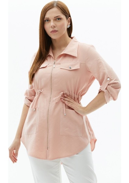 Büyük Beden Beli Büzgülü Çift Cepli Ceket modelleri