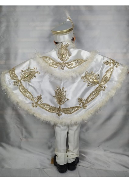 (4-10YAŞ) Krem Altın Tüylü Pelerin Sünnet Kıyafetleri fiyatları