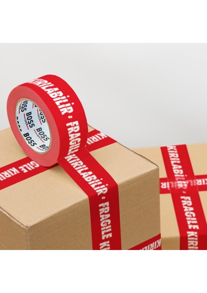 Boss Tape Fragile Kırılır Uyarılı Baskılı Koli Bandı 66 Metre