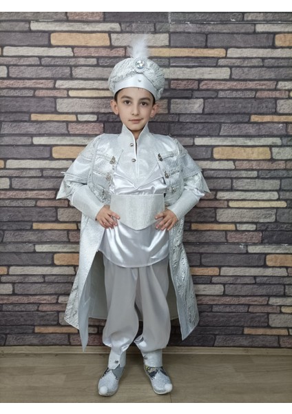 (4-10YAŞ) Beyaz Gümüş Kemerli Sünnet Kıyafeti
