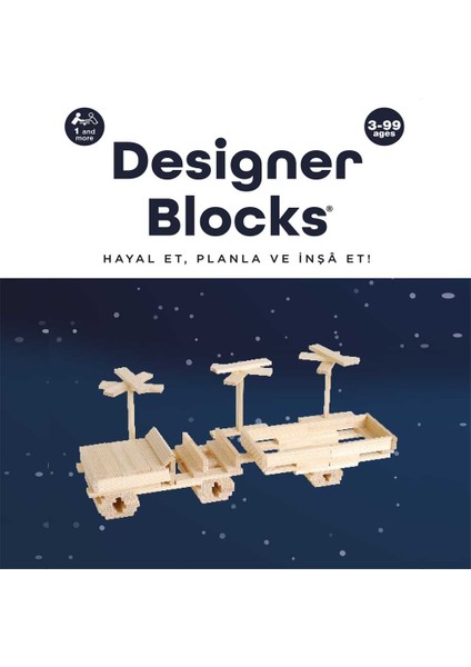 Designer Blocks 100 Doğal Ahşap Parça 3+ Yaş 1+ Oyuncu