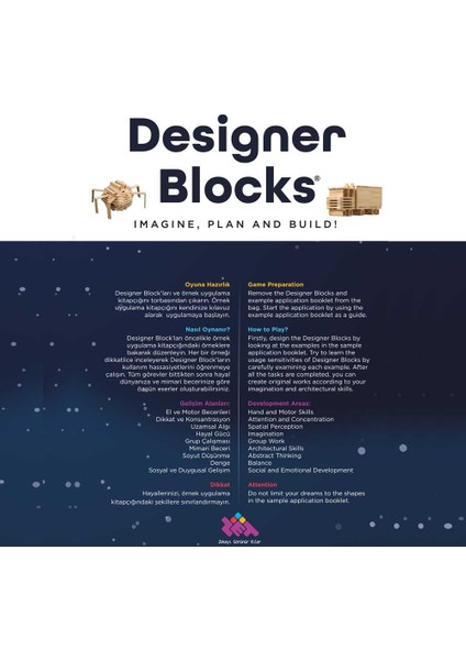 Designer Blocks 100 Doğal Ahşap Parça 3+ Yaş 1+ Oyuncu